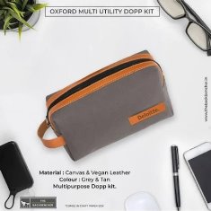 OXFORD MULTI UTILITY DOPP KIT (CANVAS+ VEGAN LEATHER )