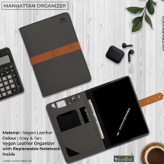 VEGAN LEATHER
MANHATTAN  NOTEBOOK ORGANIZER                      with
REPLACABLE NOTEBOOK