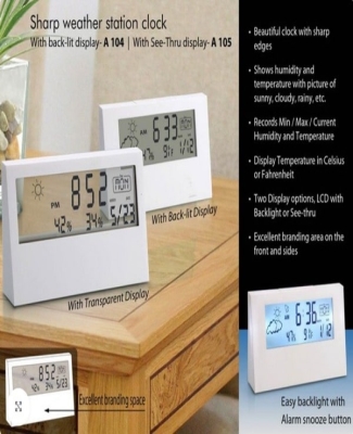 Sharp weather station clock with backlight