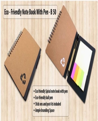 Eco notebook with pen and sticky pads