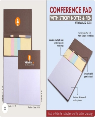 Conference Pad with Sticky notes & Pen | Size 8