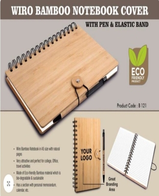 Wiro bamboo notebook cover with elastic band