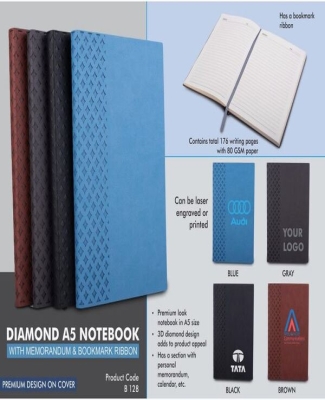 Diamond A5 notebook with memorandum & Bookmark ribbon