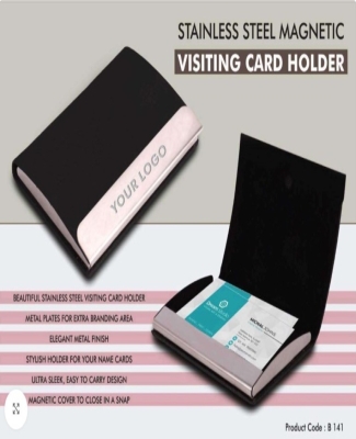 Stainless Steel Magnetic Visiting Card holder- Black