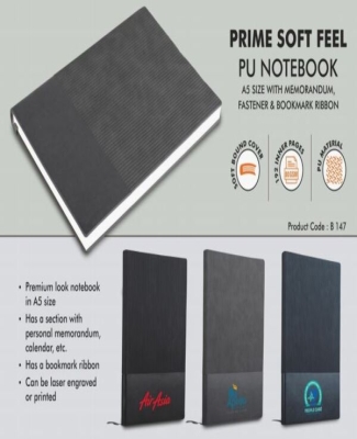 Prime Soft feel PU notebook | A5 size | With memorandum & Bookmark ribbon