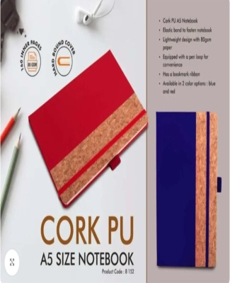 PU Cork Notebook with Elastic Fastener | 160 inner pages