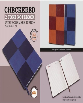 Checkered 2 tone Notebook with bookmark ribbon