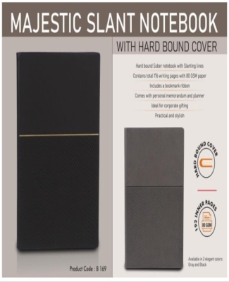 Majestic Slant Notebook with Hard bound cover | Includes Memorandum and Bookmark Ribbon