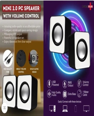 Mini Notebook / PC speakers with volume control | 6W Output | Set of 2