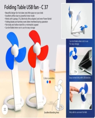 Folding Table USB fan with safety blades and USB cable