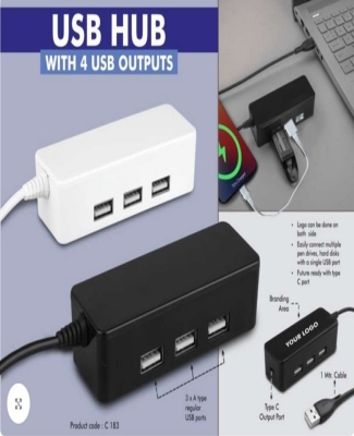 USB hub with 4 USB outputs | Type C output port | 1 mtr cable