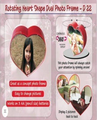 Rotating heart shape dual photo frame