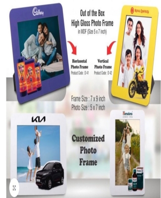 Out of the box High Gloss Photo Frame in MDF |  With customized frame & insert | Photo size 5x7 inch | Horizontal