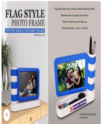 Flag style Photo frame with Pen Stand & Stationery holder