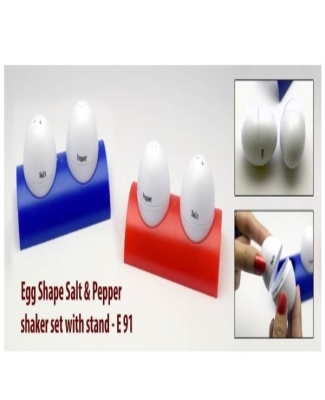 Egg shaped salt & pepper shaker set with stand