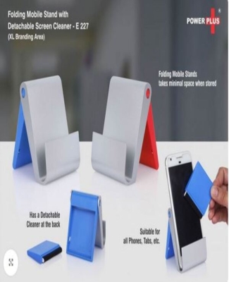 Folding mobile stand with detachable screen cleaner (XL branding area)