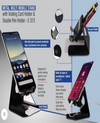 Metal multi mobile stand with Visiting card holder and double pen holder