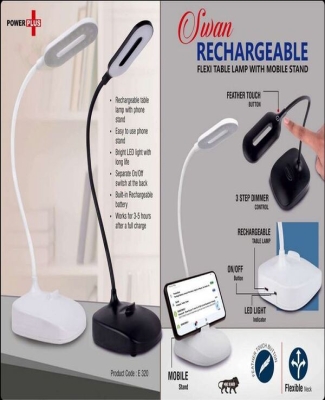 Rechargeable Flexi table lamp with Mobile stand | 3 step dimmer control | Feather Touch button