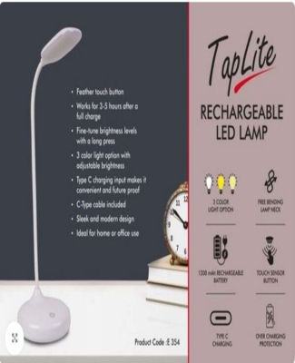 TapLite : Rechargeable LED lamp | 3 Color light with Brightness adjustment | Type C Charging