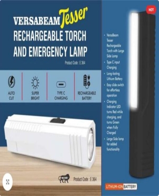 VersaBeam Tesser: Rechargeable Torch with Emergency Lamp | Type C Charging