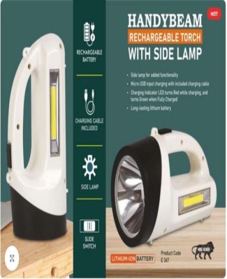 HandyBeam: Rechargeable Torch with Side Lamp | Charging Cable included