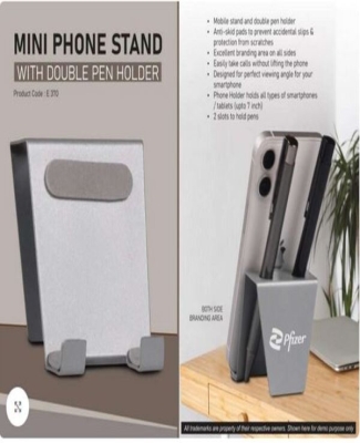 Mini phone stand with double pen holder