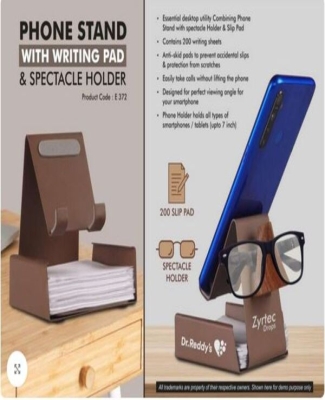 Metal Phone stand with Writing pad & Spectacle holder | 200 writing sheets | Perfect for glasses & goggles