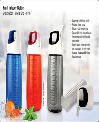 Fruit infuser water bottle with silicon handle grip (700ml approx) | BPA free