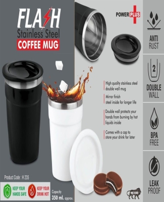 Flash: Stainless Steel Coffee mug | 4 panel design | Leak Proof | Capacity 350ml approx