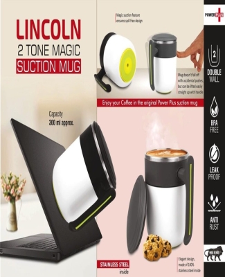 Lincoln : 2 Tone Magic Suction Mug with Stainless Steel inside | Leak proof | BPA Free | Capacity 300 ml approx