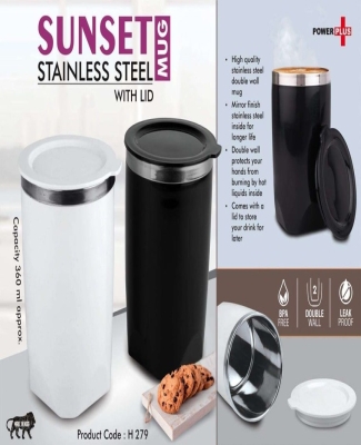 Sunset : Stainless Steel Mug with Lid | Leak proof | BPA Free | Capacity 360 ml approx