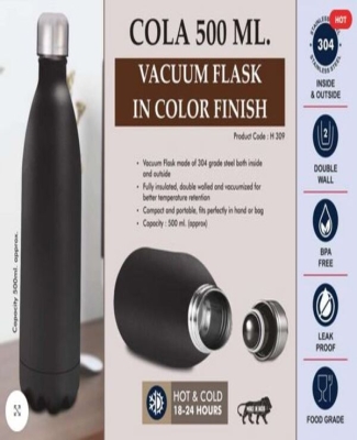 Cola 500 ml Vacuum flask in Color Finish | 304 steel inside & outside | 18 hours hot/cold