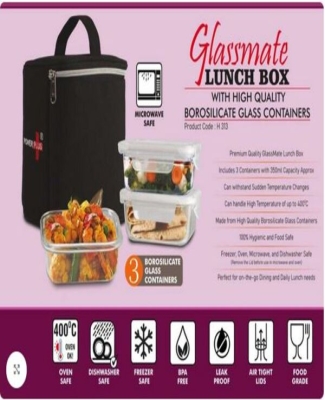 GlassMate Lunch Box: Lunch box with High quality borosilicate glass Containers