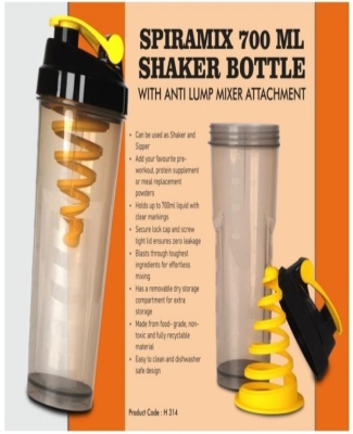 SpiraMix 700 ml Shaker Bottle with Anti Lump mixer attachment