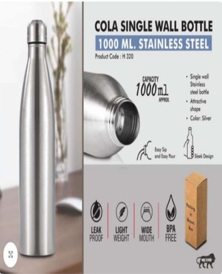 Cola Single Wall Steel bottle 1L : Natural