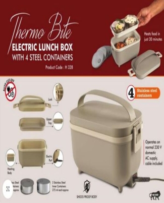 ThermoBite: Electric Lunch Box with 4 Steel Containers