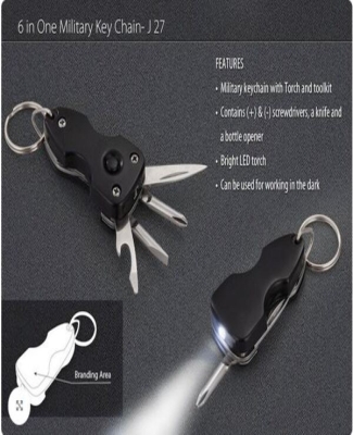 6 in 1 military keychain (with toolkit and torch)