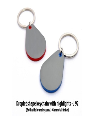 Droplet shape keychain with highlights