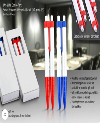 Mr & Ms. Combi-pen: Set of Pen with mechanical pencil (0.7 mm) (with gift box)