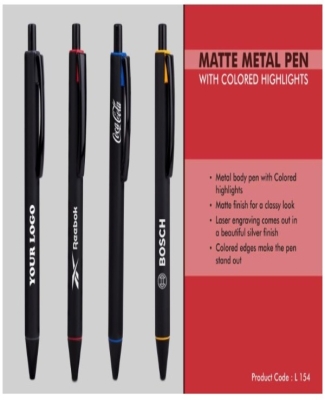 Matte Metal Pen with Colored highlights