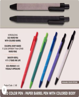 Eco color pen: Paper barrel pen with colored body