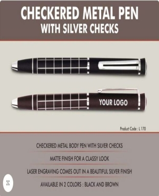 Checkered Metal Pen with Silver Checks