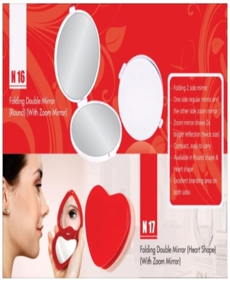 Folding double mirror (Heart shape) (with zoom mirror)