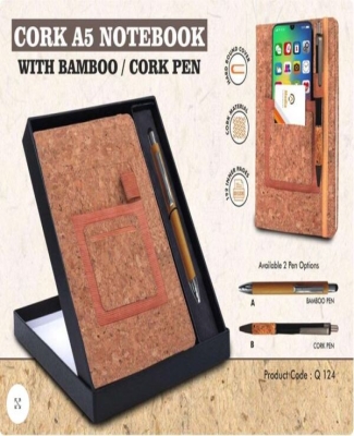 Notebook Gift set Eco: Cork A5 Notebook With Bamboo / Cork Pen