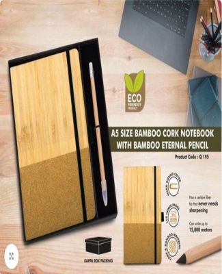 Notebook Gift set Eco: Bamboo & Cork A5 Notebook With Eternal Bamboo Pencil