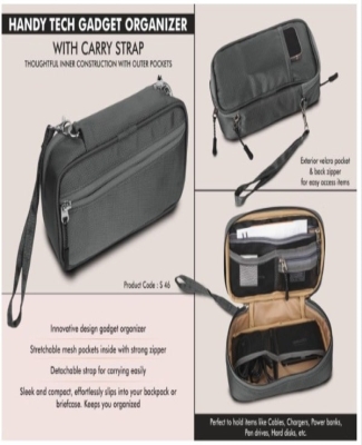 Handy Tech Gadget organizer with Carry Strap | Thoughtful inner construction with outer pockets