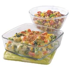 COMBINATION SET OF 2 (MIXING BOWL 1.3 L PLASTIC LID + SQUARE DISH 800 ml PLASTIC LID)