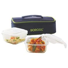 SET OF 2 LUNCH BOX KLIP - N - STORE ROUND HORIZONTAL BLUE