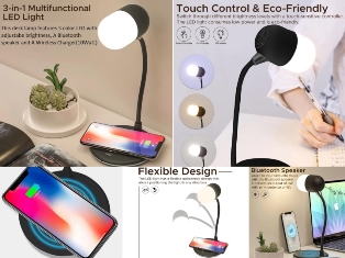 3in1 Desk Top Lamp with Bluetooth Speaker and wireless charger