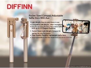 wired metal ultra slim selfie stick